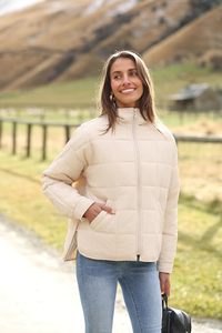 Women's Lightweight <b>Packable</b> Hooded Winter Quilted Puffer <b>Jacket</b> Detachable Sleeves Hat Zipper Closure Waterproof Wool - Product Image 3