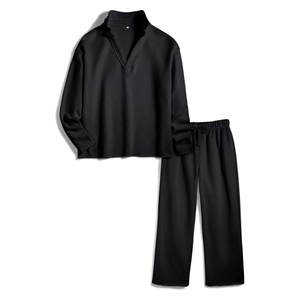 Conjunto Deportivo de Mujer Azul Marino con Media Cremallera, Manga Larga, Corte Holgado, Color Sólido, Ropa Casual de Otoño, Transpirable, Pantalones de Poliéster - Product Image 2