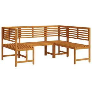 Ensemble de bancs de jardin en bois d'acacia massif marron, 3 pièces - Product Image 2