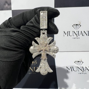925 Sterling <b>Silver</b> & Rose Gold Plated Hip Hop VVS Moissanite Diamond Cross Pendant Fine Jewelry Party Fine Pendants & <b>Charms</b> - Product Image 3