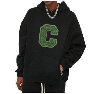 Sudadera con capucha oversize de algodón con cremallera, efecto desgastado, bordado y parches, lavado ácido y efecto descolorido por el sol, estilo streetwear premium - Product Image 3