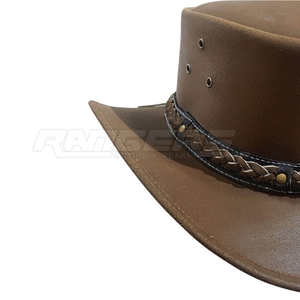 Sombreros de Vaquero de Cuero Marrón Hechos a Mano, Sombreros de Vaquera Tradicionales con Banda Trenzada, Sombrero de Vaquero para Mujer, Duradero y Elegante - Product Image 4
