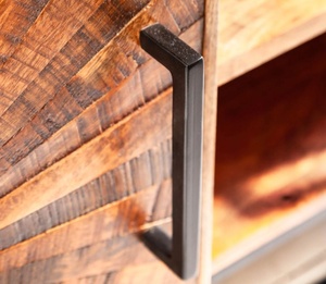 Meuble TV fait à la main en bois de manguier massif meuble réglable Unique rayé moderne planche basse multi-rangement ferme meubles de maison - Product Image 4