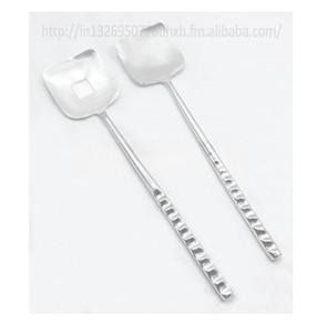 Ensemble de couverts de service en acier inoxydable forgé à la main, cuillère et fourchette, vaisselle moderne pour la restauration, la cuisine et les dîners - Product Image 1