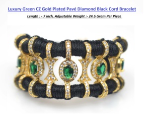 Pulsera de Hilo con Diamantes Pavé y Esmeraldas, Pulsera de Macramé con Piedras Preciosas de Moda, Joyería - Product Image 5