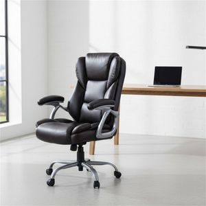 Silla de Oficina Ejecutiva Ergonómica Marrón, Certificada por BIFMA, Respaldo Contorneado de PU, Giratoria, Altura Ajustable, Reclinable, para Oficina en Casa - Product Image 2