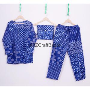 Ensemble de pyjama en coton élégant pour femmes, fait main en Inde, imprimé floral, satiné, robe de nuit/de soirée, été, motif floral - Product Image 5