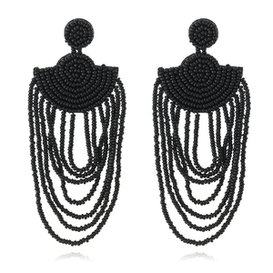 Pendientes de cuentas bordadas a mano, nuevos y de colores brillantes, con forma de abanico, chapados en oro, estilo grueso, accesorio para mujer. - Product Image 3