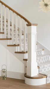 Main courante en bois massif contemporain, profil en bois de caoutchouc, durable, réglable, écologique, pièces d'escalier, couleur personnalisée, haute qualité - Product Image 6