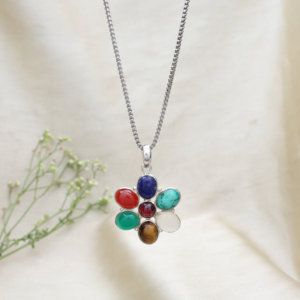 Collier pendentif en argent sterling 925 avec motif de fleur de lotus à 7 chakras, collier tendance pour femmes, idéal pour les fiançailles, les mariages et les fêtes - Product Image 2