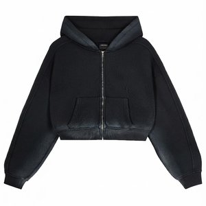New Arrivals Custom Logo Women's Hooded Sweatshirt Solid Color Full Sleeve Knitted Breathable Short Length Autumn/Wear - Product Image 1