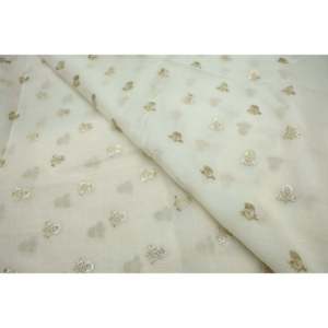 Tela de Seda Chanderi Teñible con Diseño Floral, Color Blanco Hueso, con Bordado y Lurex Buti, 44 Pulgadas de Ancho, Trabajo Badla para Sofá - Product Image 2