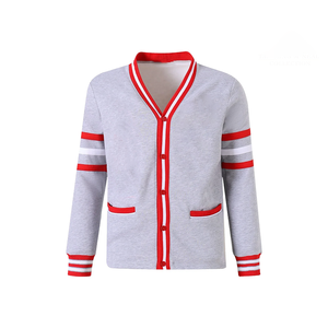 Custom DST Women's Gray Fleece Pullover <b>Sweater</b> Red White Striped Full Sleeve Regular Fit Sorority for Bulk Buyers OEM Wholesale - Product Image 1