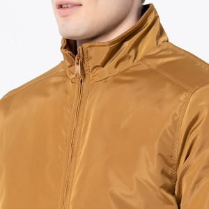 Men's Solid Color Bomber <b>Jacket</b> Stand Collar Zipper Closure Casual Autumn Wear Polyester Material - Product Image 5