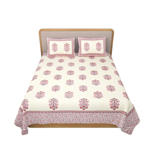 Hand Block Printed Cotton Bedsheet Floral Booti Print Indian Handmade indian Bedding - Product Image 1