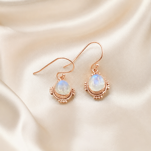 Rainbow Moonstone <b>Dangle</b> <b>Earrings</b> 925 Sterling Silver Rose <b>Gold</b> Yellow <b>Gold</b> Plated Handmade Boho Gemstone <b>Earrings</b> for WomenWife - Product Image 2