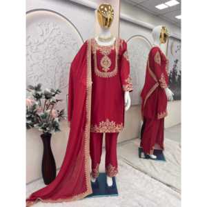 Juego de trabajo de lentejuelas y bordado azul para mujer de Sai Creation para ropa de fiesta talla M con detalles intrincados elegantes - Product Image 2