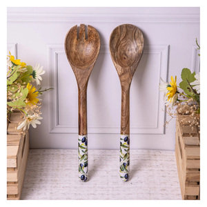 Portable <b>Wooden</b> Salad Server Spoon & Fork Set Modern Cutlery Flatware <b>Wooden</b> Salad Server Outdoor Picnic Dining Use - Product Image 6