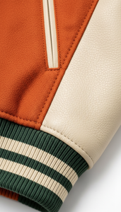 Vêtements d'extérieur tendance Hip Hop University avec manches en cuir, impression par sublimation, style streetwear américain - Product Image 4