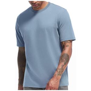 Camiseta de algodón de calidad premium con logotipo personalizado, hombros caídos, fabricante OEM, color negro liso, con cuello redondo, para hombre. - Product Image 4