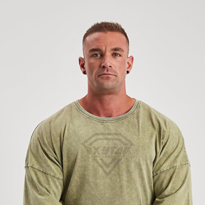 T-shirt Oversize Personnalisé pour Homme, Coton Lourd Délavé à l'Acide, Épaules Tombantes, Style Streetwear, Fitness, Musculation - Product Image 6
