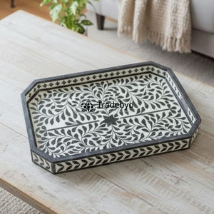 Elegante Bandeja Moderna con Incrustaciones de Hueso, Hecha a Mano, Móvil, de Calidad Premium, Decorativa para el Hogar, por Tradebyd - Product Image 3