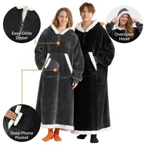 เสื้อคลุมฮู้ดแบบสวมใส่ได้ ขนาดใหญ่พิเศษ อุ่นสบาย ฟรีไซส์ สำหรับผู้หญิงและเด็ก พร้อมแขนเสื้อ - Product Image 2