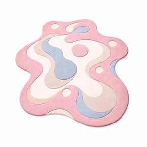 Alfombra abstracta de forma irregular, suave, de lana, hecha a mano, moderna, color óxido, para sala de estar, dormitorio, decoración única para el hogar. - Product Image 3