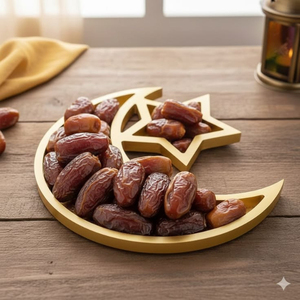 Plateau de service en métal au design tropical pour dattes, noix, bonbons et fruits secs, idéal pour la table, la maison, l'Aïd et le Ramadan - Product Image 4
