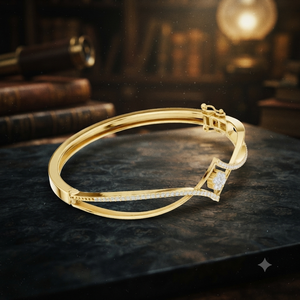 Bracelet ouvert en or jaune de luxe avec diamants de laboratoire, bijoux élégants et raffinés pour femmes - Product Image 1