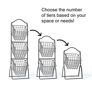 Metal <b>Basket</b> 1-2-3 Tier Fruit <b>Baskets</b> Wire Market Bread <b>Display</b> Rack Produce Snacks Stand Alone Books Storage - Product Image 3