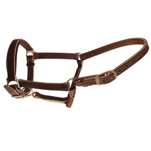 Cabestro para caballo de cuero genuino negro, marrón y tostado, hecho a medida, con doble costura y herrajes de latón sólido ajustables. - Product Image 2