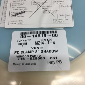 แผ่นยึด LAM 716-028688-281 รุ่น LWR WAFER CLAMP ขนาด 8 นิ้ว - อุปกรณ์และอะไหล่เซมิคอนดักเตอร์ระดับโลกที่เชื่อถือได้ - Product Image 3