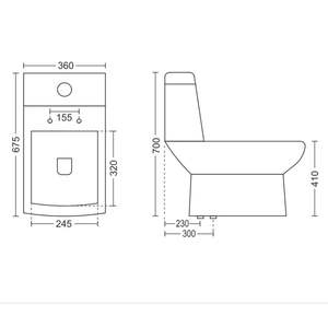 Inodoro Compacto de Esquina de Una Pieza, Cerámica Blanca, Sanitario de 675x360x700mm, Doble Descarga, para Proyectos de Hoteles y Apartamentos - Product Image 4