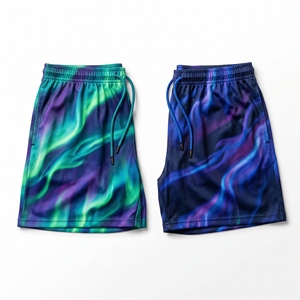 Shorts en maille à motif graphique topographique Cosmic Galaxy Nebula personnalisé pour hommes, shorts d'entraînement de basket-ball par sublimation - Product Image 3