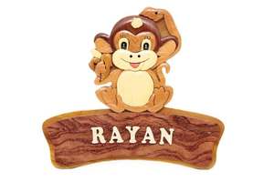 Wholesale Personalized Wooden <b>Name</b> Sign <b>Plate</b> for Baby Room Decor Door Hanging Plaques Intarsia Woodcraft from Vietnam No Letter - Product Image 4