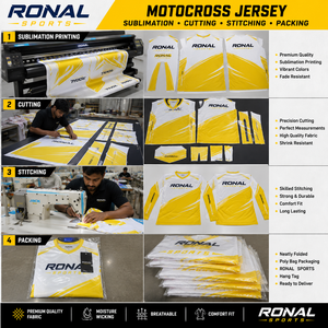 Maillot de motocross RONAL SPORTS à manches longues jaune et blanc, sublimation, séchage rapide, unisexe, adulte, vêtements de course moto, maillot de motocross à séchage rapide - Product Image 5
