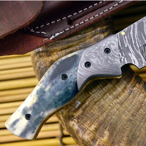 Couteau de chasse en acier Damas impérial, lame droite de 0,6 mm, avec manche en bois, OEM disponible - Product Image 4