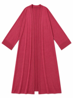 Abaya ouverte en maille de soie glacée pour femme, silhouette carrée, rose rouge, personnalisable ODM/OEM, tenue modeste, vente en gros Koweït et Golfe