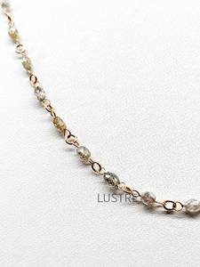 Collier de mariage style bohème en or rose 14 carats avec diamants champagne, modèle Lustre 1011, perles naturelles roulées, bijoux fins faits à la main - Product Image 2