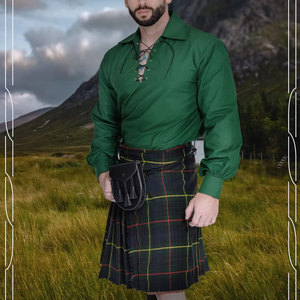 Camisa Escocesa Jacobita para Hombre, Manga Larga con Cordones, Traje de Kilt de las Tierras Altas, Disfraz de Pirata para Venta al Por Mayor - Product Image 2