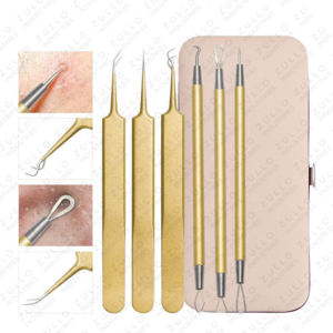 Kit Extractor de Acné y Puntos Negros Facial – Herramientas de Limpieza de Poros de Acero Inoxidable de 6 Piezas, Calidad Profesional con Etiqueta Personalizada - Product Image 3