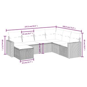 7-Piece Grey Poly Rattan and Powder-Coated Steel Garden <b>Sofa</b> <b>Set</b> - Product Image 4
