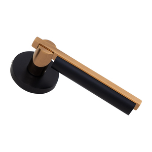Ensemble de poignées de porte à mortaise bicolores en laiton moderne SS304, roseau rond noir mat, PVD or, or rose, noir brillant mat AB, serrure 140mm - Product Image 4