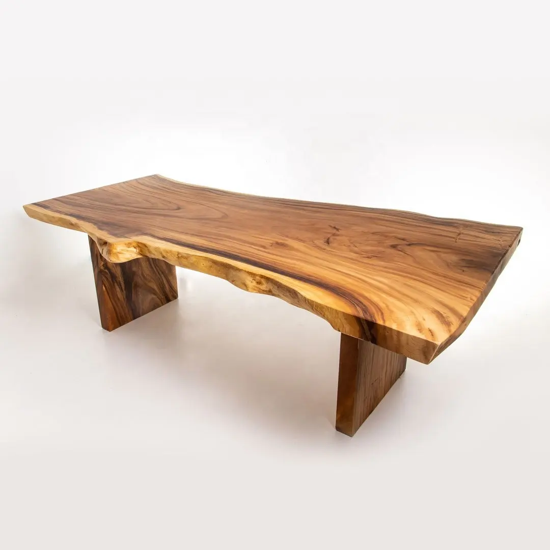 Mesa de madera para SUAR con borde vivo, patas de madera Natural, nogal, sillas de comedor, muebles para el hogar