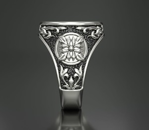 Premium Designer 925 Silver Oval <b>Blank</b> <b>Ring</b> Vintage Flower Engraved Men Women Fashion Jewelry - Product Image 3
