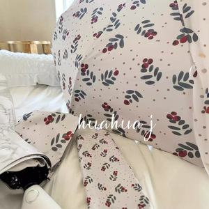 Paraguas Negro de Doble Uso para Mujer con Protección UV, Diseño de Fruta de Espino, Sombrilla Plegable Pequeña y Fresca para Sol y Lluvia - Product Image 2