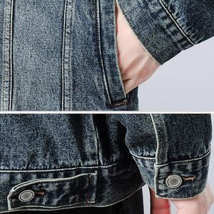 Men's Denim Jacket Casual Button Front Solid Color Regular Fit Stonewashed Autumn 100% Cotton Washable - Product Image 5