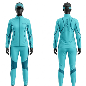 Traje Deportivo para Mujer, Poliéster y Spandex Premium, Diseño con Paneles Gris Teal, Logotipo Personalizado Impreso y Bordado - Product Image 5