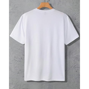 เสื้อยืดคอกลมแขนสั้นผู้ชายปี 2026 ทรงปกติ ผ้าถัก ลายเรขาคณิตสีสันตัดกัน สวมใส่สบาย สีขาว เขียว ดำ - Product Image 2